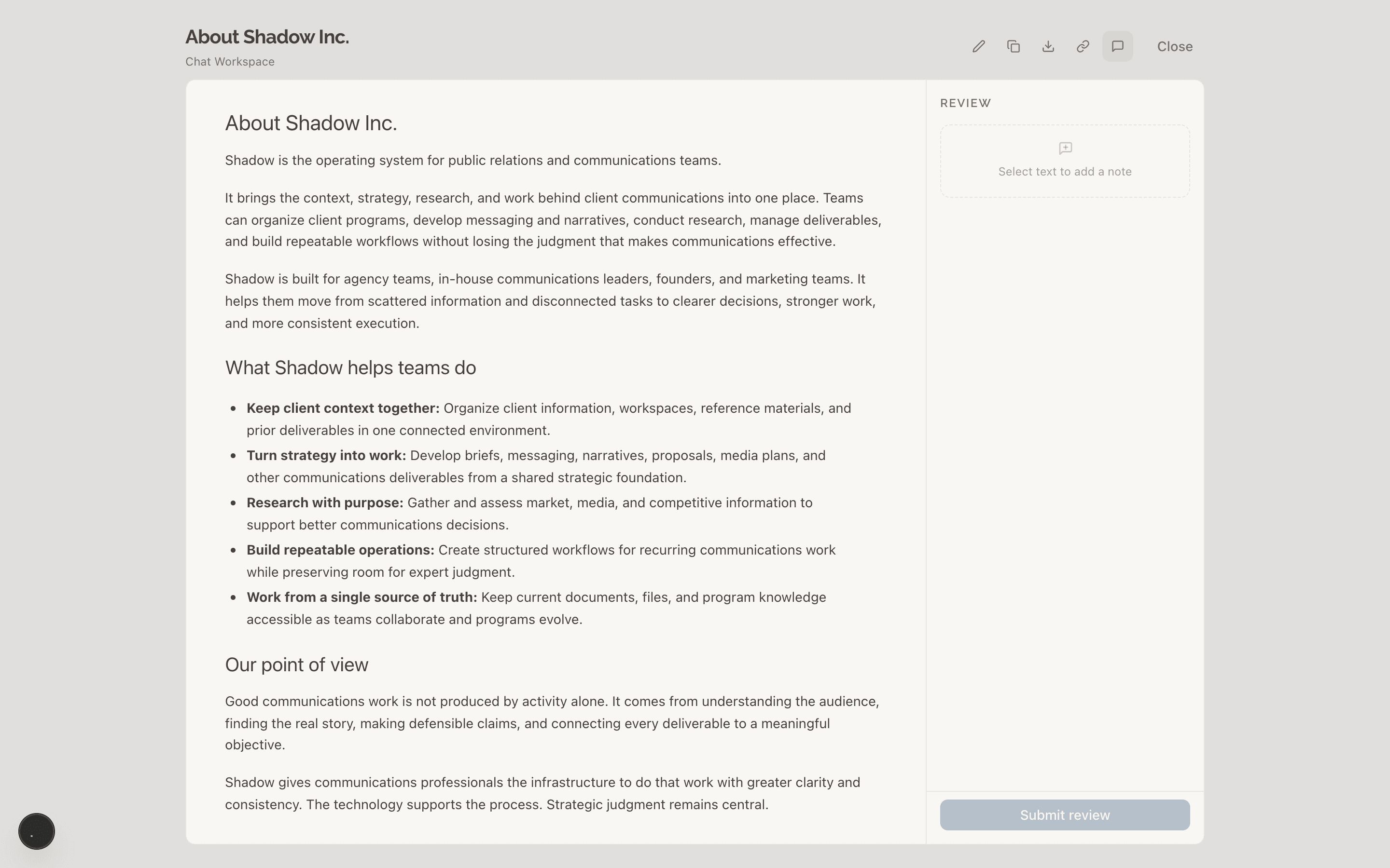 Reviewing a document with highlights and comments